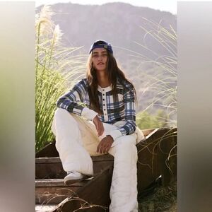 NWT Free People Movement Tees Top Long Sleeve Blue White Size M